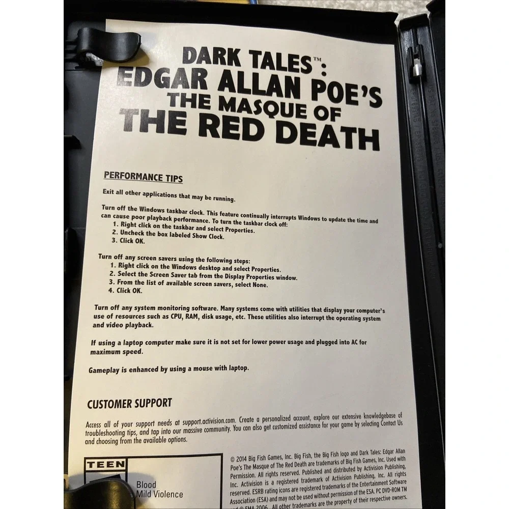 Dark Tales Edgar Allan Poes The Masque Of Red Death PC‎ Game Collectors Edition